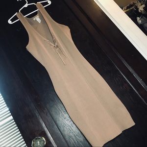 Mini Tan Lace up Dress